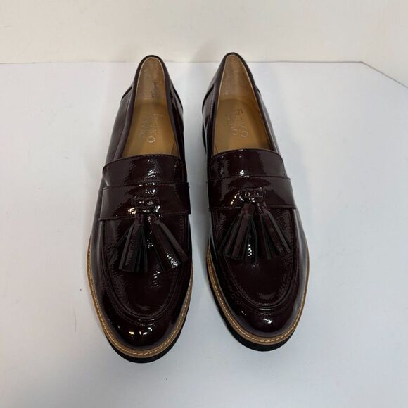 Franco Sarto Carolynn Patent Leather Burgundy Tassel Lug Loafer Shoes Womens - Picture 6 of 8